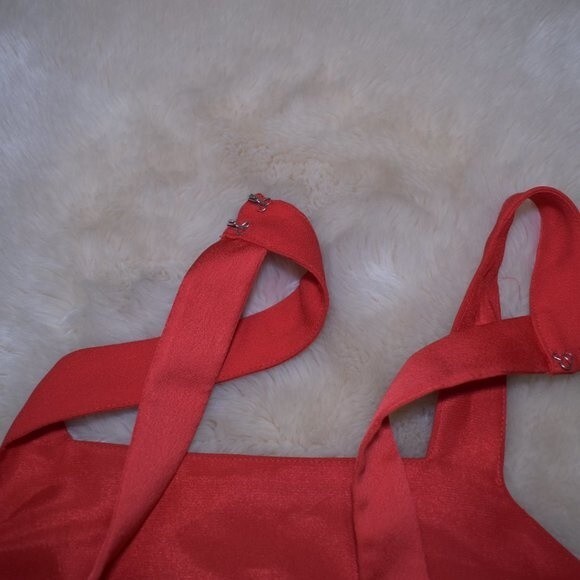 Parker Red Cropped Tank Top XS Square Neck Sleeveless Zip Date Night - Picture 3 of 15